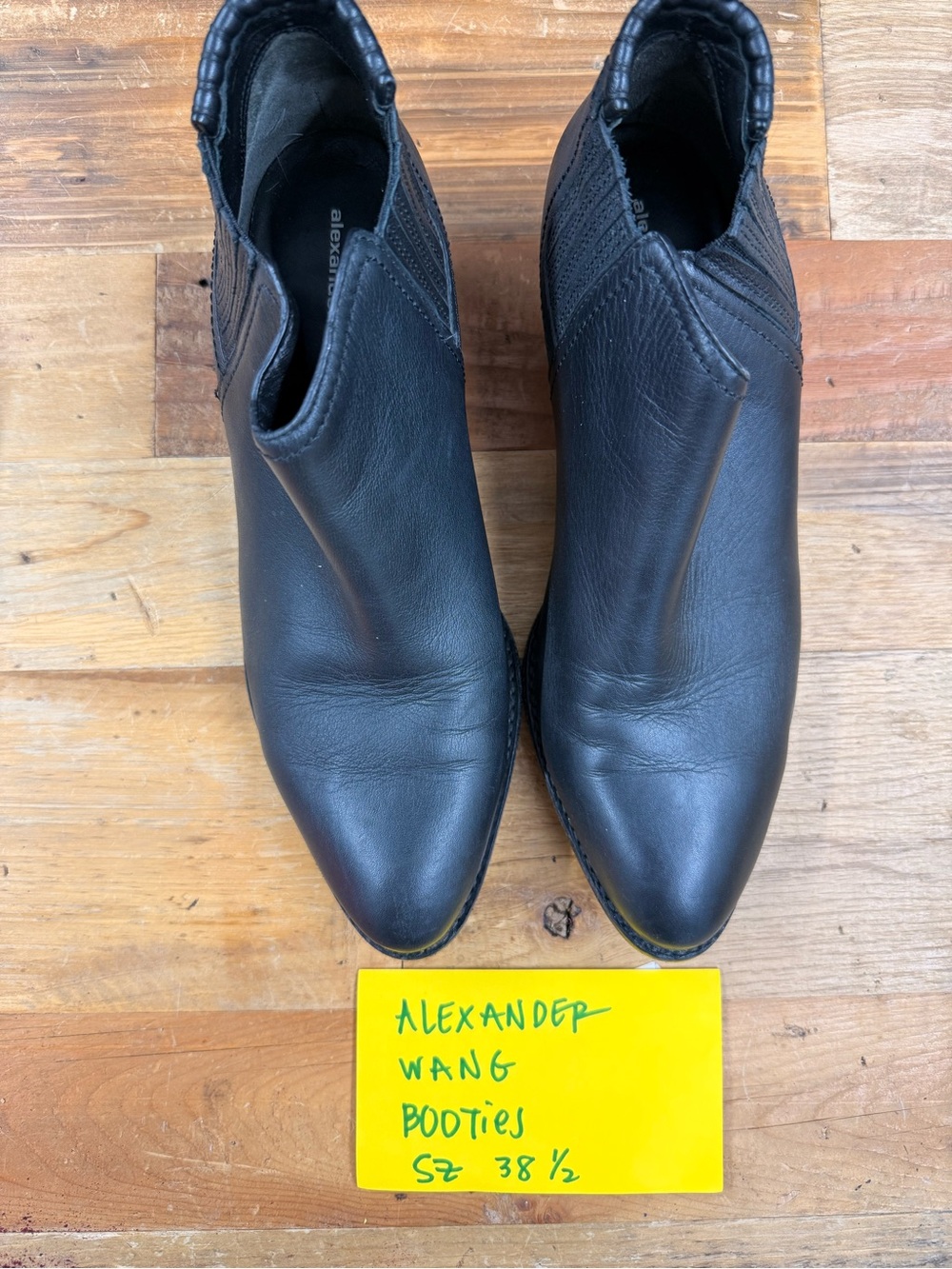 Alexander Wang Black Leather Booties with Rose Gold Heel Accent